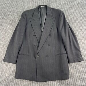 Vintage Mani Giorgio Armani Suit Jacket 44 L Gray Wool Striped Italy Designer